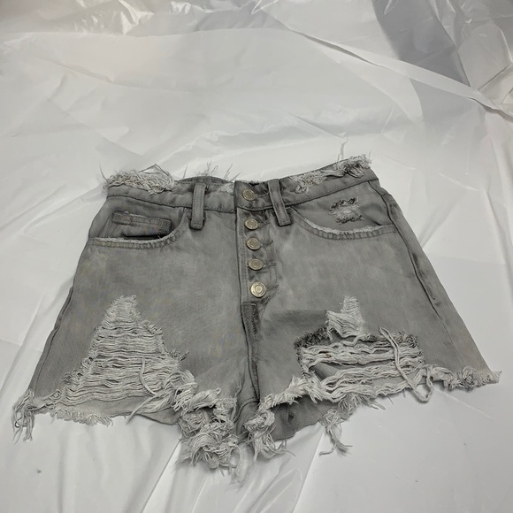 WOMEN’S Vervet Gray High waisted Button Fly distressed shorts Size XXS - Picture 1 of 4